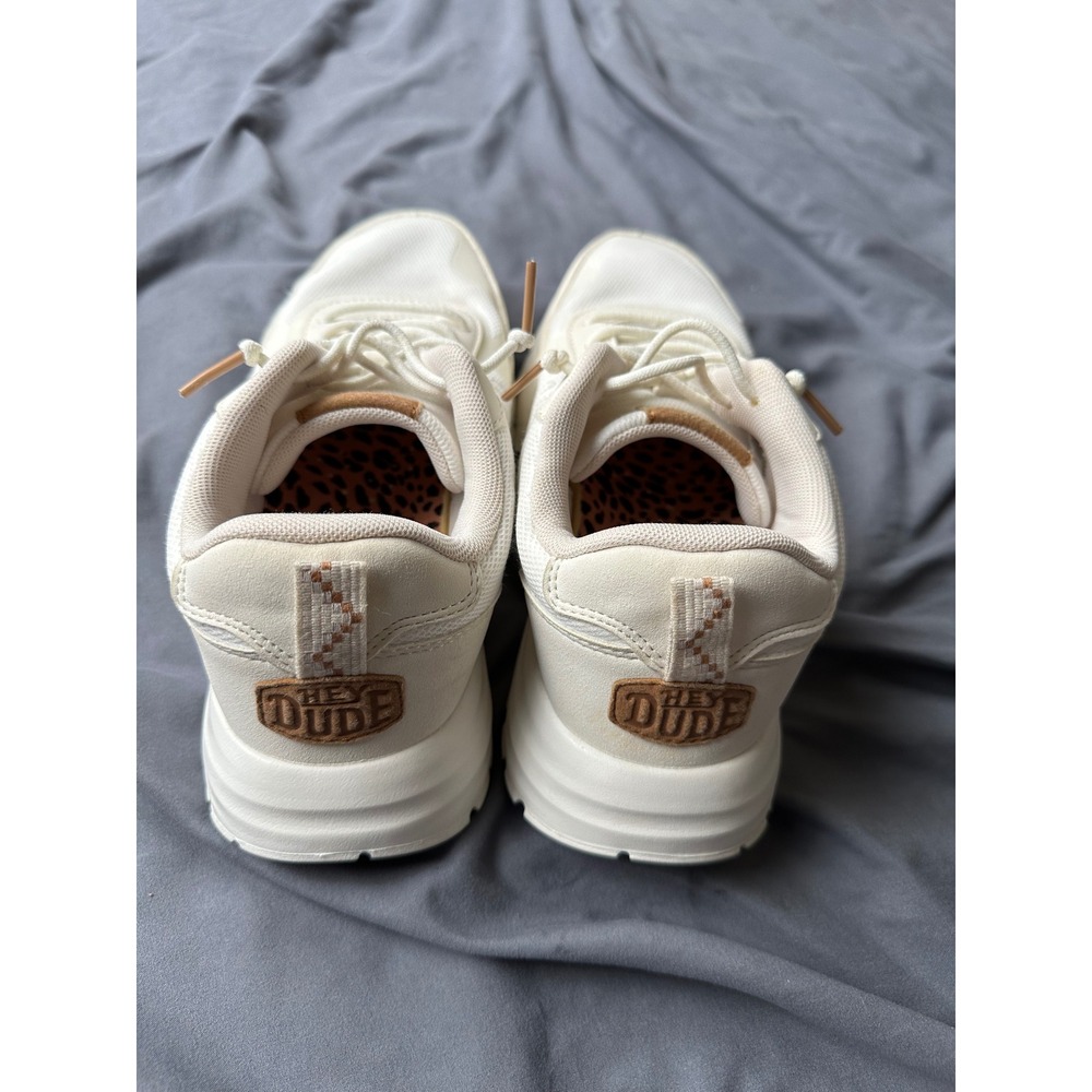 Hey Dude Sirocco Alta W Neutrals White Cream Leopard Print Sneakers Womens 7 - Picture 2 of 8